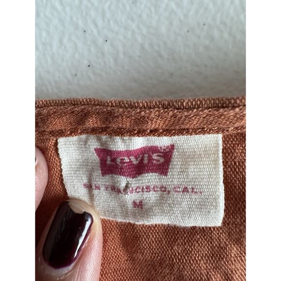 4 for $10 Levi’s Luisa Short Sleeve Crop Linen Cotton Blend Blouse Size Medium - Picture 5 of 9